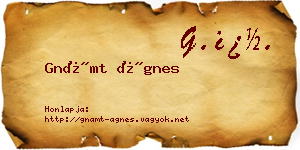 Gnámt Ágnes névjegykártya